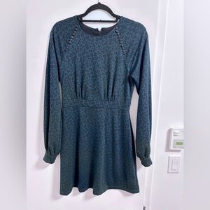 Teal, lined, leopard dress, extremely warm (S/M) HUTCH